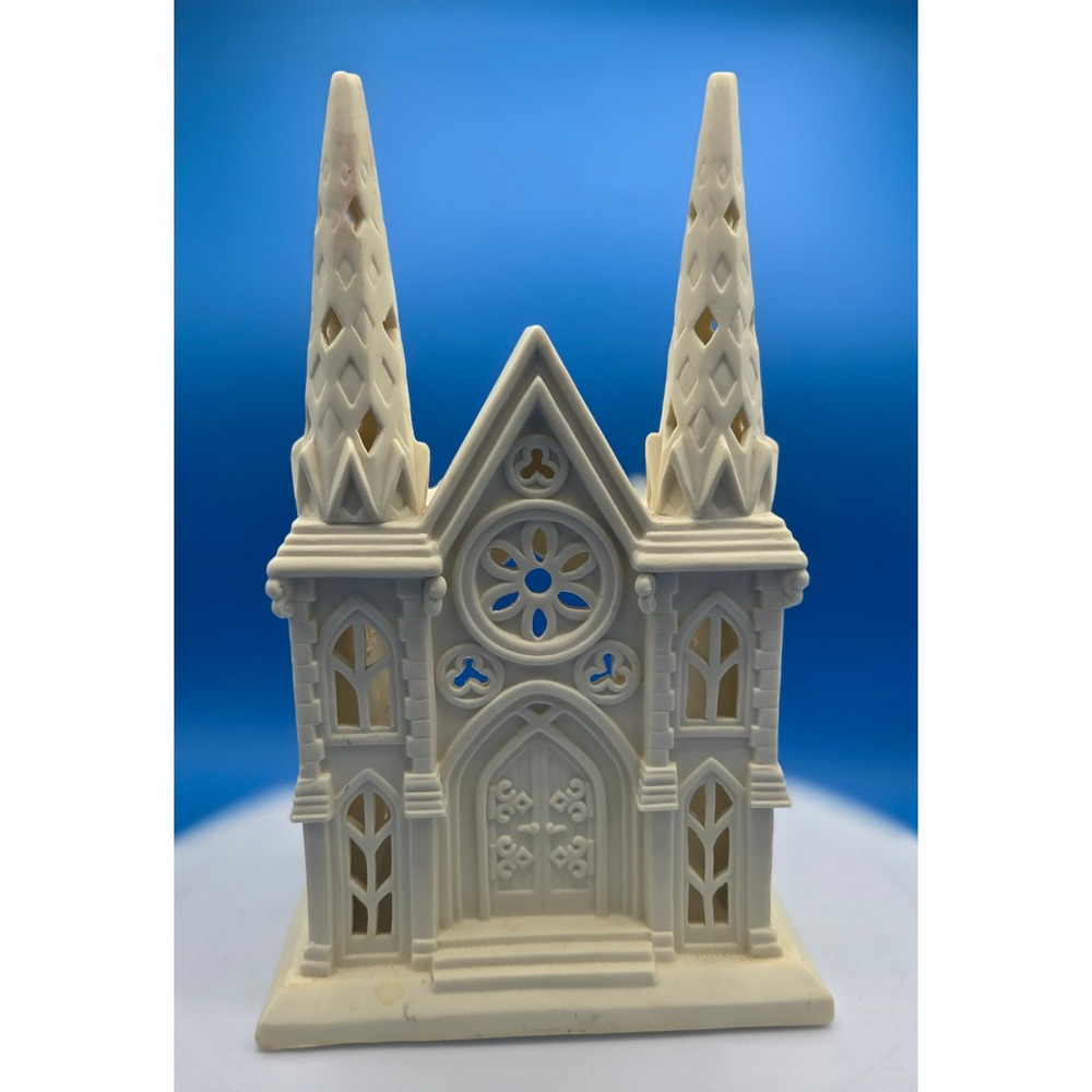 PartyLite Retired Old World Village Cathedral Bisque Porcelain Tealight Holder